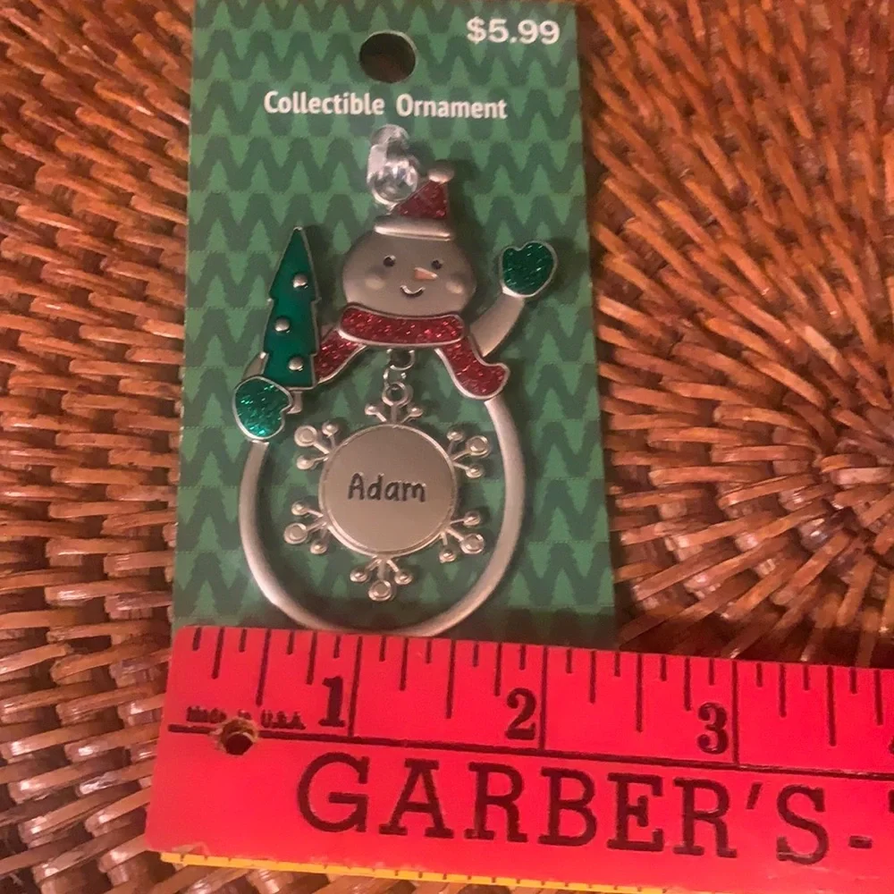 🌸 $3 if bundled ADAM Engraved Collectible Snowman Christmas Ornament GANT NWT